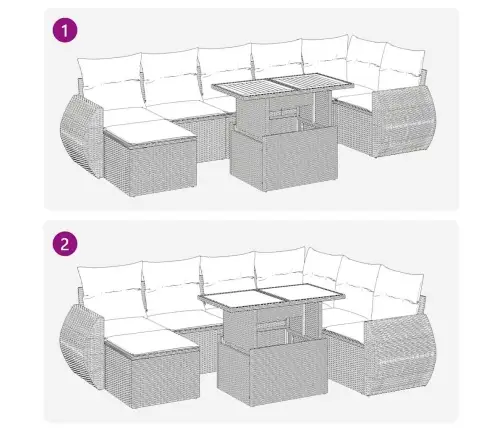 8-Daļīgs Dārza Dīvāna Komplekts, Matrači, Bēša Pe Rotangpalma Vidaxl
