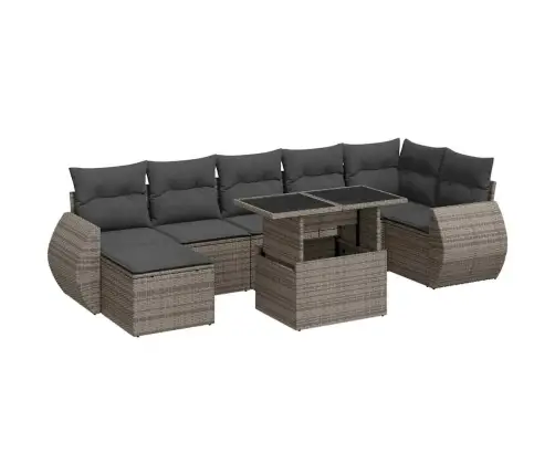 8-Daļīgs Dārza Dīvāna Komplekts Ar Matračiem, Pelēks Pe Pinums Vidaxl