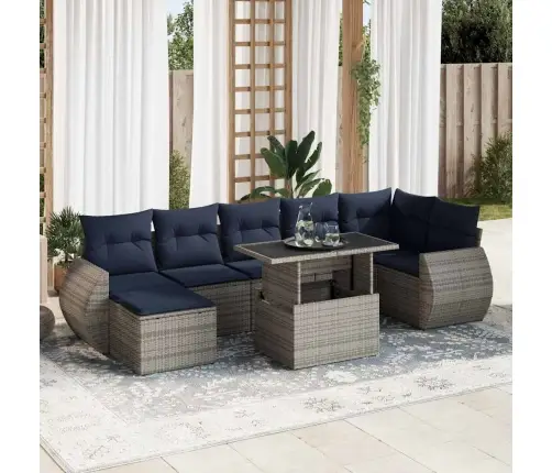 8-Osaline Aiadiivani Komplekt Patjadega, Hall, Rotang/Akaatsia