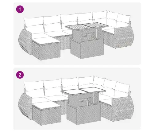 8-Osaline Aiadiivani Komplekt Patjadega, Pruun, Polürotang