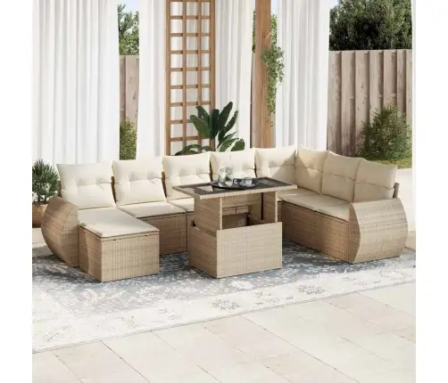 9-Osaline Aiadiivani Komplekt Patjadega, Beež, Polürotang