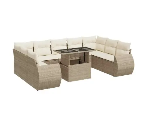 10-Osaline Aiadiivani Komplekt Patjadega, Beež, Polürotang