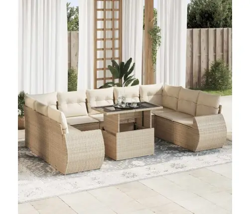 10-Osaline Aiadiivani Komplekt Patjadega, Beež, Polürotang