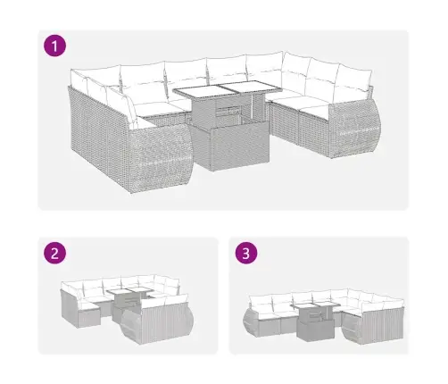 10-Daļīgs Dārza Dīvāna Komplekts, Matrači, Bēša Pe Rotangpalma Vidaxl