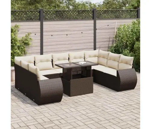 10-Osaline Aiadiivani Komplekt Patjadega, Pruun, Polürotang