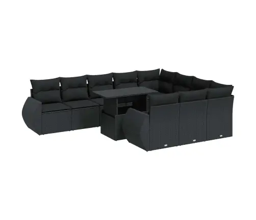 11-Daļīgs Dārza Dīvāna Komplekts, Matrači, Melna Pe Rotangpalma Vidaxl