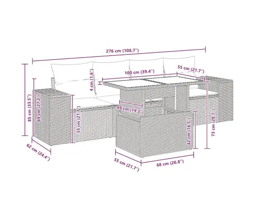 5-Daļīgs Dārza Dīvānu Komplekts, Matrači, Melna Pe Rotangpalma Vidaxl