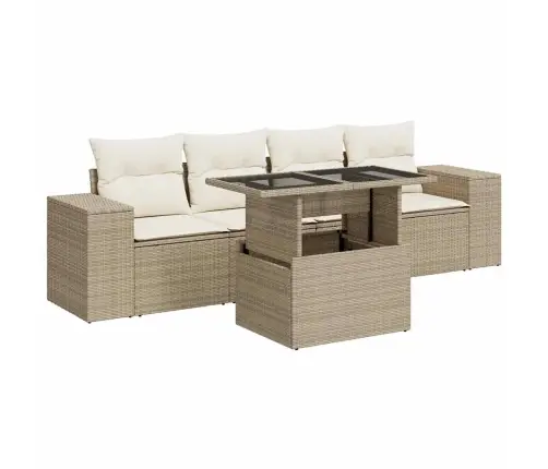 5-Osaline Aiadiivani Komplekt Patjadega, Beež, Polürotang