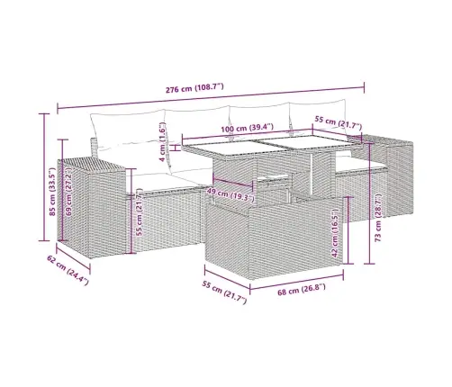 5-Osaline Aiadiivani Komplekt Patjadega, Beež, Polürotang