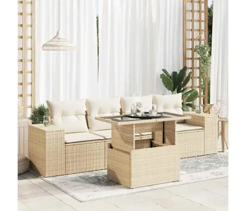 5-Osaline Aiadiivani Komplekt Patjadega, Beež, Polürotang