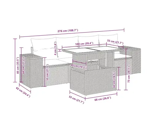 5-Daļīgs Dārza Dīvānu Komplekts,Matrači, Gaiši Pelēka Pe Pinums Vidaxl