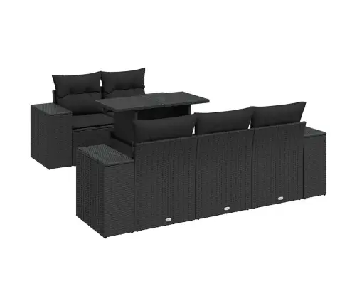 6-Daļīgs Dārza Dīvāna Komplekts, Matrači, Melna Pe Rotanpalma Vidaxl