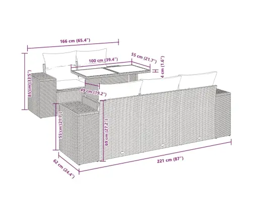 6-Daļīgs Dārza Dīvāna Komplekts, Matrači, Melna Pe Rotanpalma Vidaxl