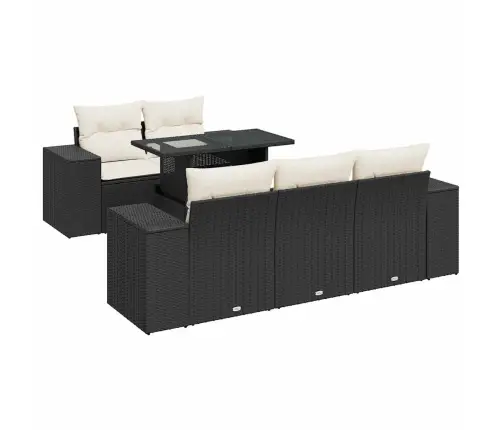 6-Daļīgs Dārza Dīvāna Komplekts, Matrači, Melna Pe Rotanpalma Vidaxl