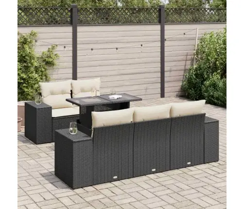 6-Daļīgs Dārza Dīvāna Komplekts, Matrači, Melna Pe Rotanpalma Vidaxl