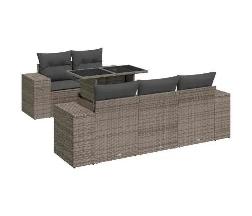 Sofos Komplektas Su Pagalvėlėmis, 6 Dalių, Pilkas, Poliratanas