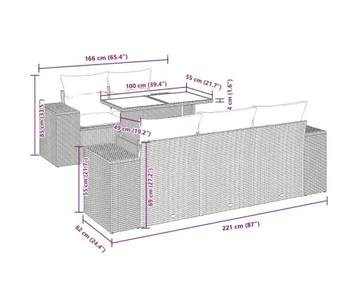 Sofos Komplektas Su Pagalvėlėmis, 6 Dalių, Pilkas, Poliratanas