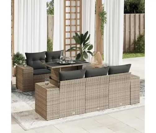 Sofos Komplektas Su Pagalvėlėmis, 6 Dalių, Pilkas, Poliratanas