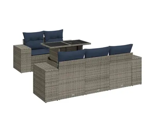 6-Daļīgs Dārza Dīvāna Komplekts, Matrači, Pelēka Pe Rotangpalma Vidaxl