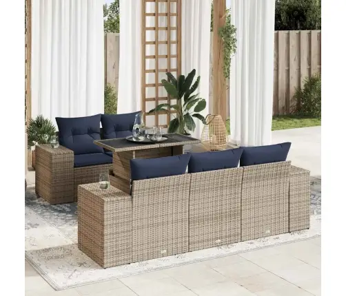 6-Daļīgs Dārza Dīvāna Komplekts, Matrači, Pelēka Pe Rotangpalma Vidaxl