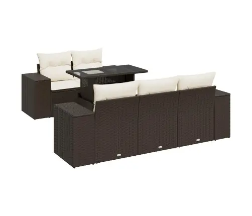 6-Osaline Aiamööblikomplekt Patjadega, Pruun, Polürotang