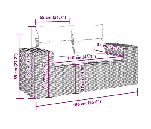 Sofos Komplektas Su Pagalvėlėmis, 7 Dalių, Juodas, Poliratanas