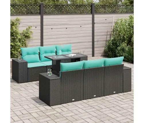 7-Daļīgs Dārza Dīvāna Komplekts, Matrači, Melna Pe Rotangpalma Vidaxl