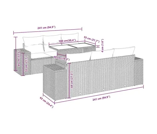 7-Daļīgs Dārza Dīvāna Komplekts, Matrači, Bēša Pe Rotangpalma Vidaxl