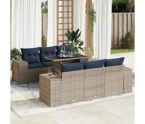 Sodo Komplektas Su Pagalvėlėmis, 7 Dalių, Poliratanas/Akacija