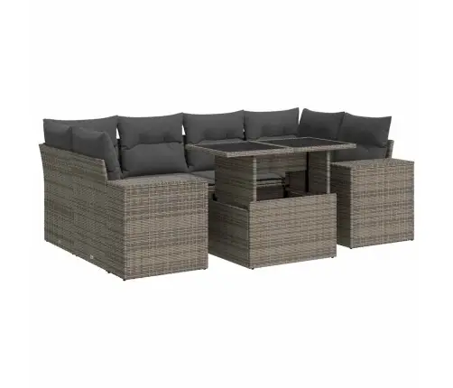 7-Daļīgs Dārza Dīvāna Komplekts, Matrači, Pelēka Pe Rotangpalma Vidaxl