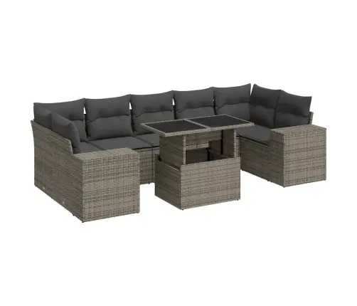 8-Daļīgs Dārza Dīvāna Komplekts Ar Matračiem, Pelēks Pe Pinums Vidaxl