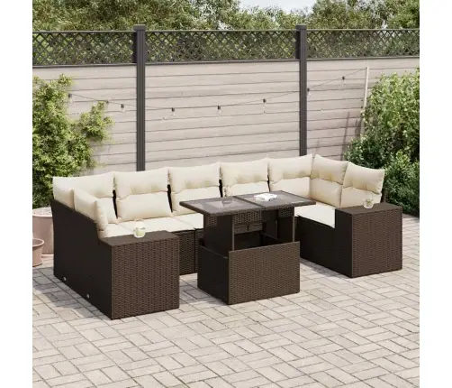 Sodo Komplektas Su Pagalvėlėmis, 8 Dalių, Rudas, Poliratanas