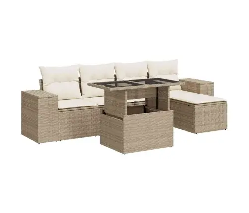 6-Osaline Aiadiivani Komplekt Patjadega, Beež, Polürotang