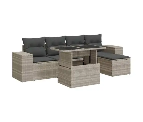 Sofos Komplektas Su Pagalvėlėmis, 6 Dalių, Pilkas, Poliratanas