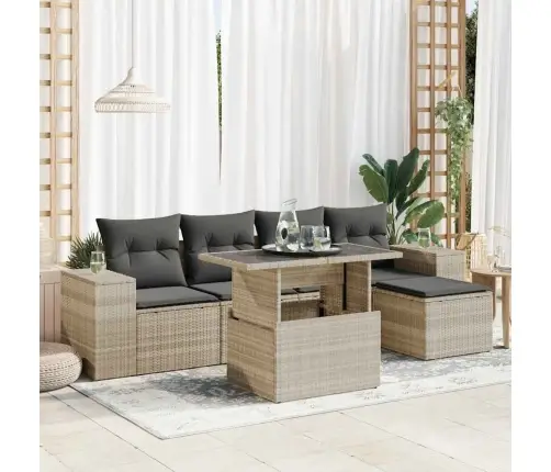 Sofos Komplektas Su Pagalvėlėmis, 6 Dalių, Pilkas, Poliratanas