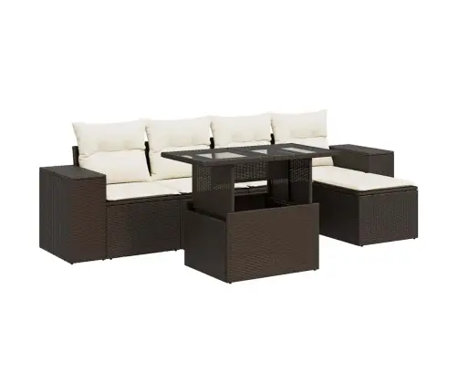 6-Daļīgs Dārza Dīvānu Komplekts, Matrači, Brūna Pe Rotangpalma Vidaxl