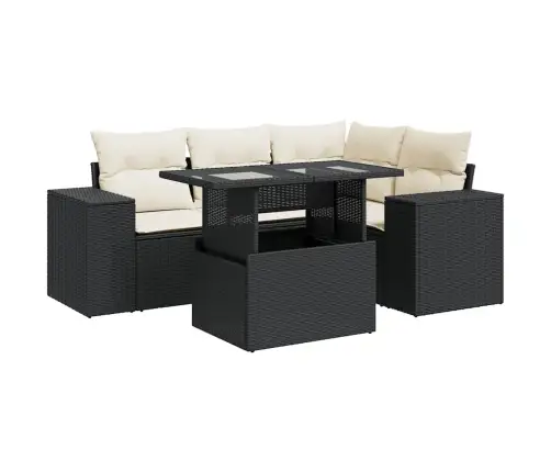 5-Daļīgs Dārza Dīvāna Komplekts Ar Matračiem, Pe Rotangpalma Vidaxl