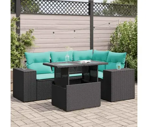 5-Daļīgs Dārza Dīvāna Komplekts, Matrači, Melna Pe Rotangpalma Vidaxl