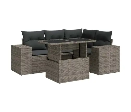 Sofos Komplektas Su Pagalvėlėmis, 5 Dalių, Pilkas, Poliratanas