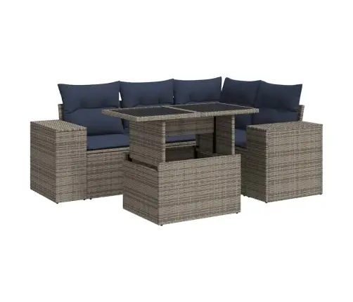 5-Daļīgs Dārza Dīvāna Komplekts, Matrači, Pelēka Pe Rotangpalma Vidaxl