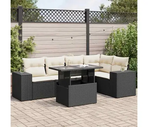 6-Daļīgs Dārza Dīvāna Komplekts, Matrači, Melna Pe Rotanpalma Vidaxl