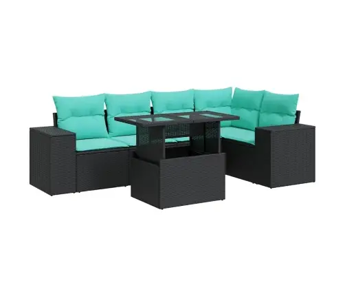 6-Daļīgs Dārza Dīvānu Komplekts, Matrači, Melna Pe Rotangpalma Vidaxl