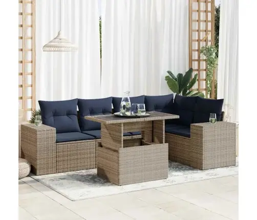 6-Osaline Aiadiivani Komplekt Patjadega, Must, Rotang/Akaatsia