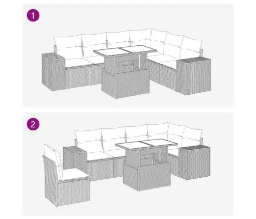 7-Osaline Aiadiivani Komplekt Patjadega, Beež, Polürotang