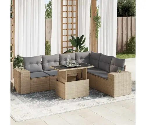 7-Osaline Aiadiivani Komplekt Patjadega, Beež, Polürotang