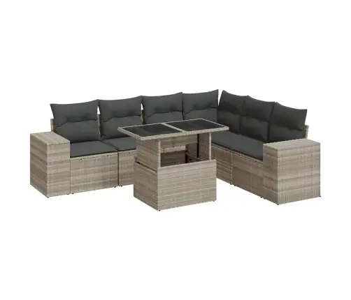 Sofos Komplektas Su Pagalvėlėmis, 7 Dalių, Pilkas, Poliratanas