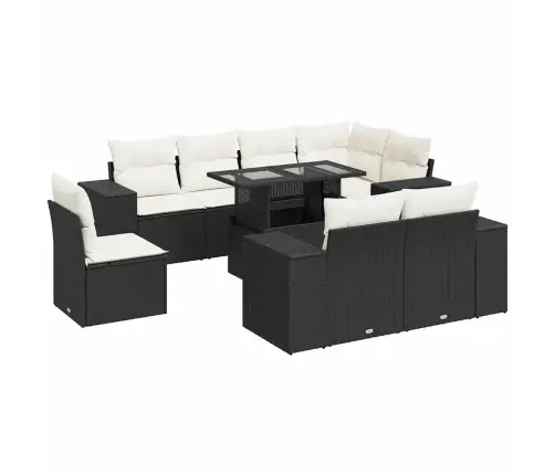 Sodo Komplektas Su Pagalvėlėmis, 9 Dalių, Juodas, Poliratanas