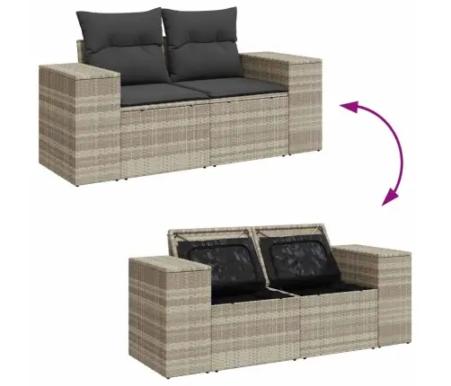 7-Daļīgs Dārza Dīvāna Komplekts,Matrači, Gaiši Pelēka Pe Pinums Vidaxl