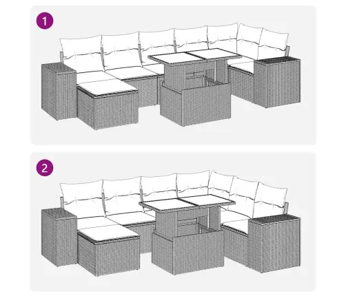 8-Osaline Aiadiivani Komplekt Patjadega, Must, Polürotang