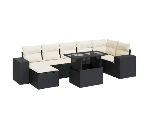 8-Daļīgs Dārza Dīvāna Komplekts, Matrači, Melna Pe Rotangpalma Vidaxl